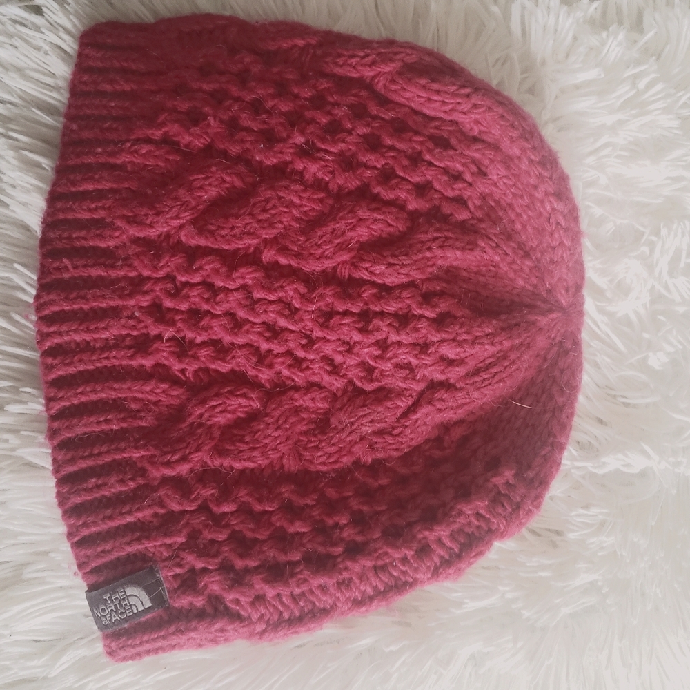 North Face Rasberry knit beanie